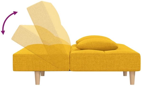 vidaXL Schlafsofa 2-Sitzer mit 2 Kissen Gelb Stoff 375797 Bild 7