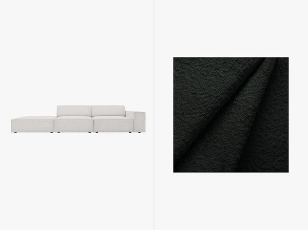 Micadoni Sofa Jodie 3-Sitzer Links Boucle Baloo Schwarz