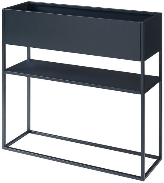 Blumenständer Joensuu mit Ablage 80x80x25cm Schwarz [en. casa]