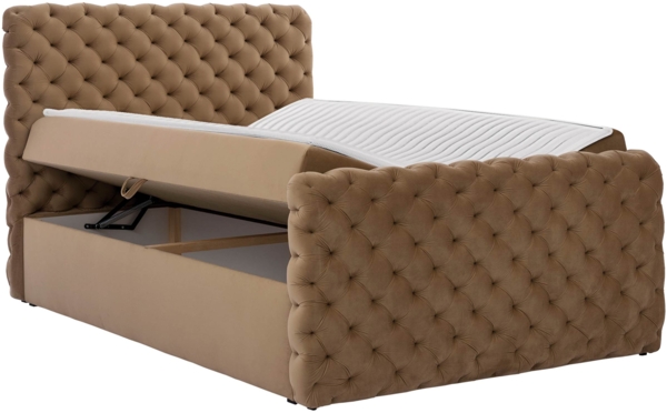 Boxspringbett Serrula Lux, Gelb, 200x200 cm Bild 3