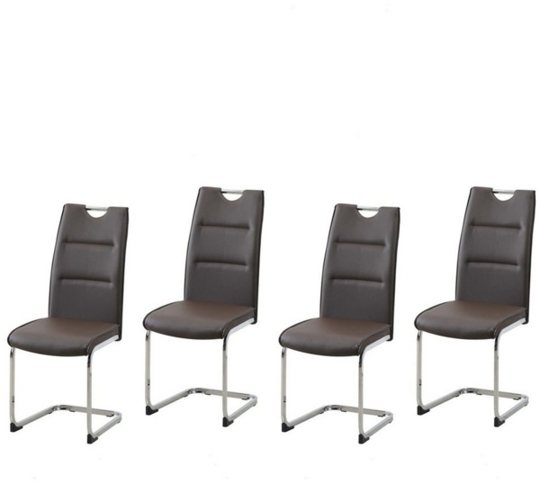 HTI-Line Esszimmerstuhl Schwingstuhl 4er Set PU braun DannyC (Set, 4 St), Freischwinger Esszimmerstuhl Kunstleder