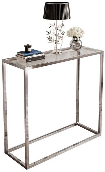 Lookway Konsolentisch MODERN GLASS mit silberfarbenem, verchromtem Gestell (1x Konsole), Breite: 80/100 cm