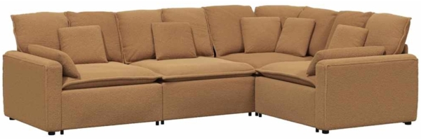 vidaXL Modulares Sofa mit Kissen Stoff in Lammwolloptik Beige 3321176