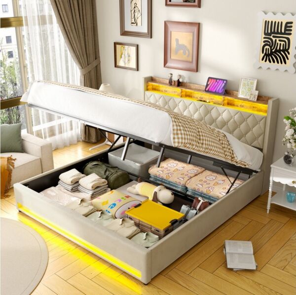 STILVORA Polsterbett 180×200 mit matratze und bettkasten,Stauraumbett Boxspringbett mit USB (Funktionbett mit Hydraulikstange,Tragfähigkeit: 200kg, Strapazierfähig und schmutzabweisend,verschiedenen Farben,Metallrahmen), Bettgestell mit Lattenrost,Bequ...