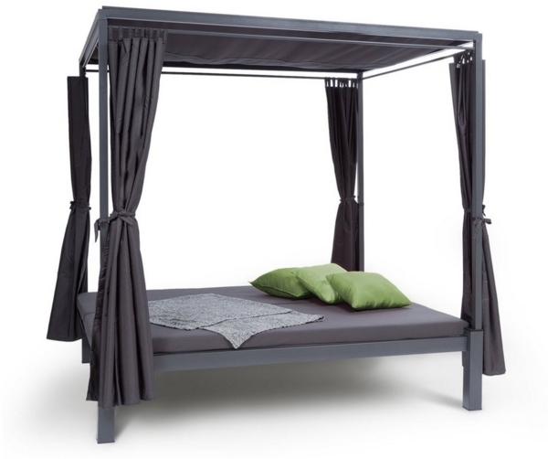 Senator Lounge Gartenliege 188 x 208 x 205 cm Sonnendach Polyester Stahl Grau