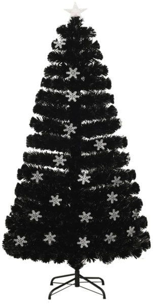 vidaXL Weihnachtsbaum mit LED-Schneeflocken Schwarz 120 cm Fiberoptik 328461