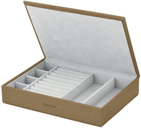 blomus Aufbewahrungsbox Schmuckaufbewahrung -SAHLA- Schmuckbox, Schatulle, Kiste für Schmuck (1 St, 1x), Funktionales Design, klare Linien, Wildlederoptik, Organizer