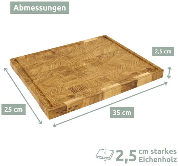 Schneidebrett mit Würfelmuster - Stirnholz, Eiche - 35 x 25 x 2,5cm