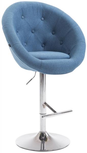 Barhocker London V2 Stoff chrom blau