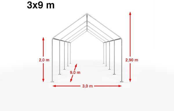 Toolport Partyzelt Pavillon, PE Plane 450 N weiß, 3x9 m Bild 5