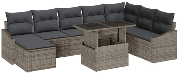 vidaXL Garten-Sofa-Set mit Kissen mit Speicher 9 pcs Grau 3357792
