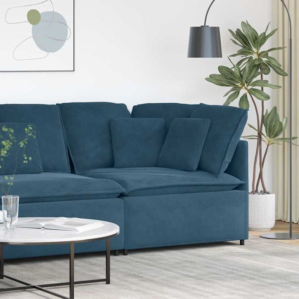 vidaXL Modulares Sofa Eckmodul mit Kissen Blau 100 cm 4104458