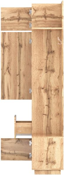 Flurgarderobe Kompakt mit Spiegel, Sitzbank & Schuhregal, Natur, 90x34,5x190 cm Bild 9