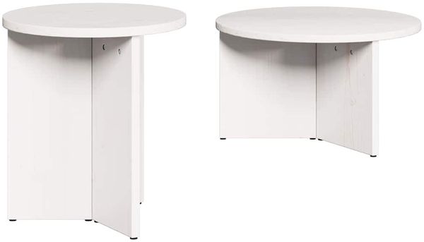 Couchtisch, Sofatisch 2 pcs Weiß Massivholz Kiefer
