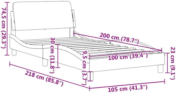 vidaXL Bettgestell "Dover" Hellgrau 100x200 cm Stoff 373125 Bild 9