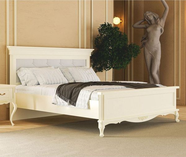 Casa Padrino Luxus Barock Doppelbett Creme - Prunkvolle Barockstil Schlafzimmer Möbel