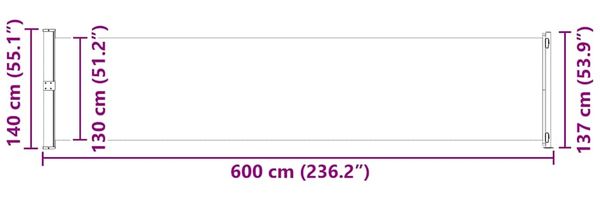 vidaXL Ausziehbare Seitenmarkise 140x600 cm Braun 313374 Bild 11