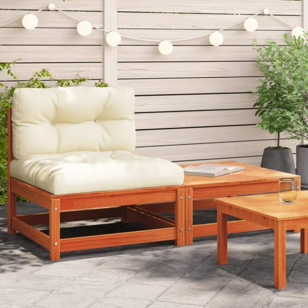 vidaXL Gartensofa ohne Armlehnen mit Kissen und Hocker 838138