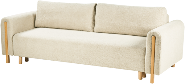Schlafsofa 3-Sitzer KVAM Bouclé Cremeweiß mit Stauraum Bild 5