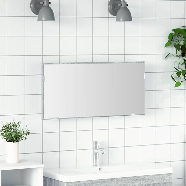 vidaXL Spiegel Hellgrau Sonoma 80 x 37 cm Glas und engineered Holz 863304