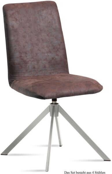 Esszimmerstuhl drehbar (4er-Set) Dozene 47x92x60 Edelstahl/Braun