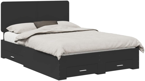 vidaXL Bettrahmen mit Kopfteil Schwarz 150x200 cm Holzwerkstoff 3412768