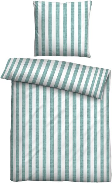 biberna Seersucker Bettwäsche 0022644 LÄNGSSTREIFEN, mint, 1x 135x200 cm + 1x 80x80 cm