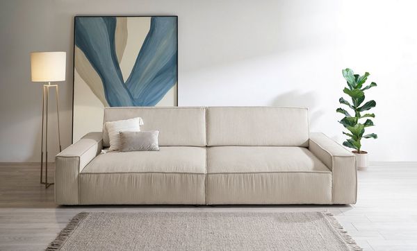 Home affaire Big-Sofa NEU: SHERWOOD XXL, Big-Sofa (316cm), extra tiefe Sitzfläche 95 cm, bequemer Sitzkomfort, Cord u. Leinenoptik, Kedernaht