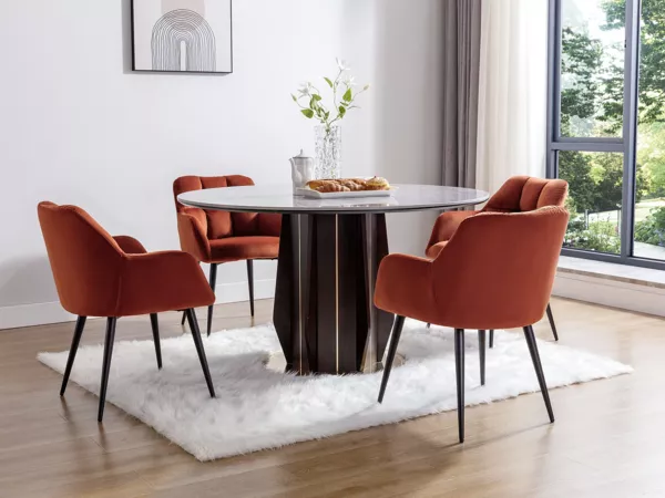 Vente-unique - PEGA Stuhl SamtStoff Rot - B 62 cm x H 78 cm x L 58,5 cm