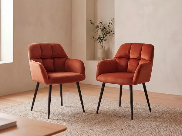 Vente-unique - PEGA Stuhl SamtStoff Rot - B 62 cm x H 78 cm x L 58,5 cm