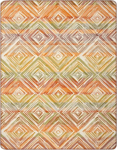 Wohndecke Wohndecke Sunset Diamonds, Biederlack, extravagantes Rautendessin mit Zierstich