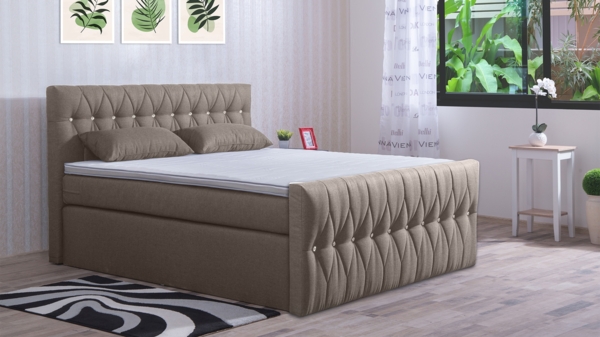 Meisterbetten Boxspringbett Cool 240x220 in WT-Papyrus, Matratzenbezug Nano, Komfortschaum-Topper Bild 3