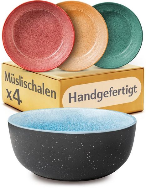 Cosumy Servierteller Steingut Geschirr Set 4 Personen – Handgefertigtes Tafelservice, Steingut",, (Einzelartikel",, 4-tlg), Handglasiert- Mikrowellenfest - Spülmaschinenfest – Design Geschirr",