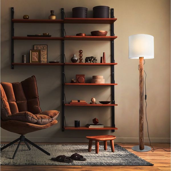NOWA Stehlampe NORIN, ohne Leuchtmittel, Stehleuchte, Holz, naturgewachsen, Textil, Wohnbereich, Flur