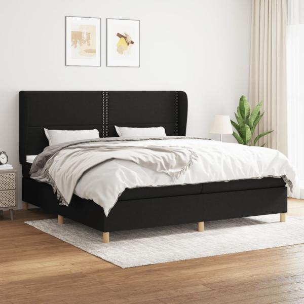 Boxspringbett mit Matratze Stoff Schwarz 200 x 200 cm, Härtegrad: H2 [3128471]