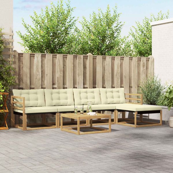 vidaXL Outdoor-Sofagarnitur 6 pcs Weiß und Creme 3388600