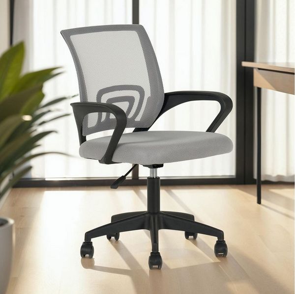 IDIMEX Drehstuhl JAKE, Ergonomischer Bürostuhl mit Armlehnen höhenverstellbar grau