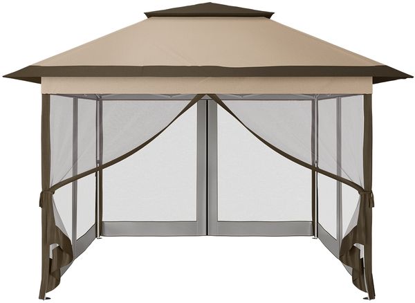 STEELSØN 'Xanaris' Pavillon 3,3x3,3 m, braun, wasserdicht, stabil und UV-beständig, Faltpavillon 3-fach höhenverstellbar, Gartenpavillon mit Doppeldach und 4 Seitenteilen, Pop Up Pavillon inkl. Tragetasche Bild 11