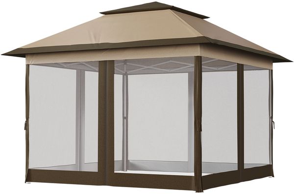 STEELSØN 'Xanaris' Pavillon 3,3x3,3 m, braun, wasserdicht, stabil und UV-beständig, Faltpavillon 3-fach höhenverstellbar, Gartenpavillon mit Doppeldach und 4 Seitenteilen, Pop Up Pavillon inkl. Tragetasche Bild 12