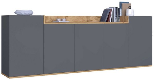 OTTO home Sideboard BOLSENA, Kommode, Schrank,Lowboard mit 8 Fächer und offenes Ablagefach (1 St), stehend/hängend montierbar, Made in Italy, B/T/H: 200 × 35 × 71,2 cm