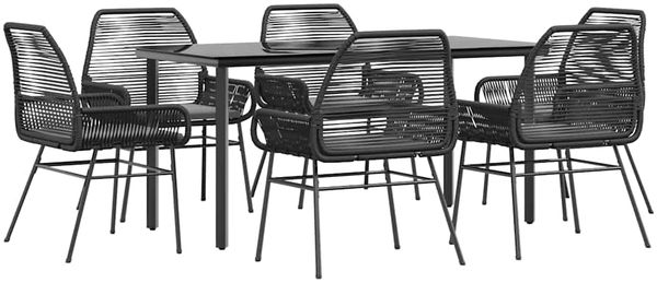 vidaXL 7-tlg. Garten-Essgruppe mit Kissen Schwarz Poly Rattan Glas 3334566 Bild 2