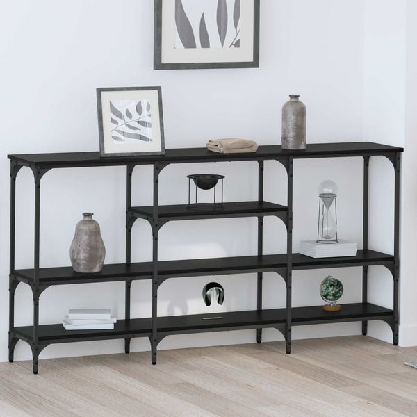 vidaXL Konsolentisch mit Regal Schwarz Eichen-Optik 160 x 29 x 80 cm 883558