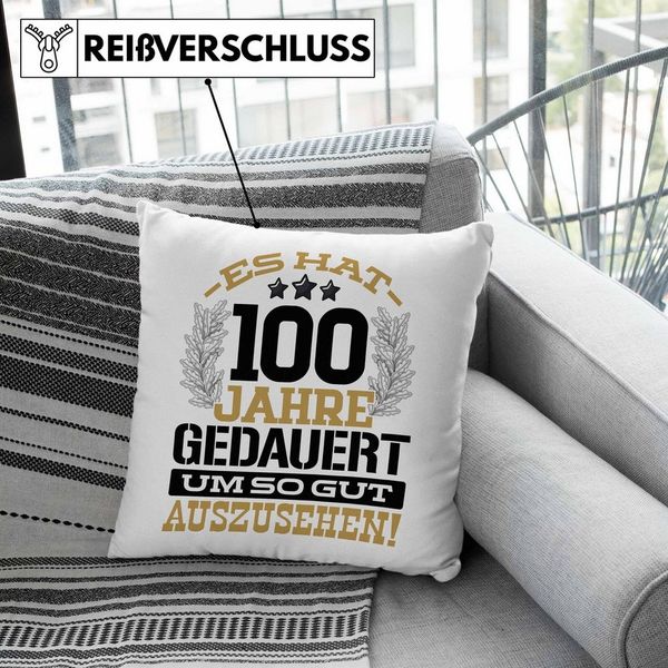 Trendation Dekokissen 100. Geburtstag Lustig Geschenk Männer Frauen Geschenkidee zum 100er