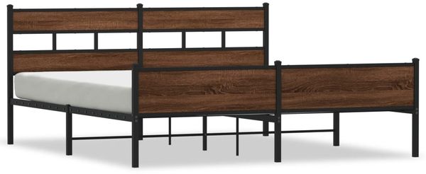vidaXL Metallbett ohne Matratze Braun Eichen-Optik 183x213 cm 3308518 Bild 2
