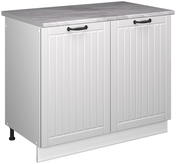 Spülenunterschrank Fame-Line Weiß Landhaus/Weiß 100 cm, AP Marmor Vicco