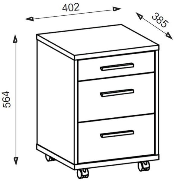 Rollcontainer >Clermont< (BxHxT: 40x56x40 cm) in Sonoma/Eiche - 40x56x40 (BxHxT) Bild 3