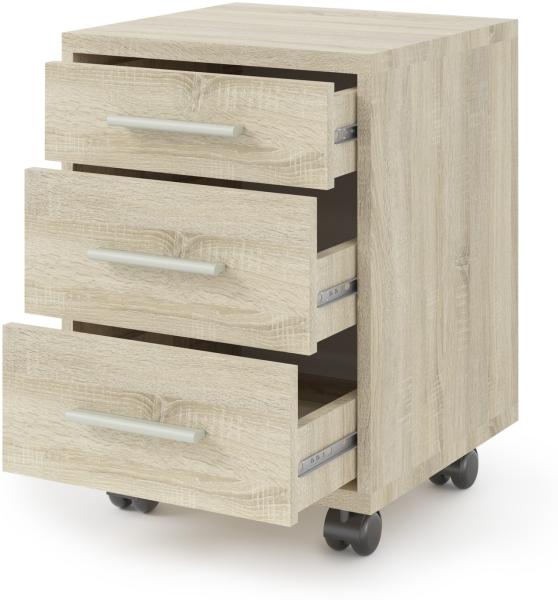 Rollcontainer >Clermont< (BxHxT: 40x56x40 cm) in Sonoma/Eiche - 40x56x40 (BxHxT) Bild 2