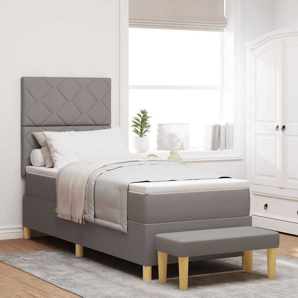 vidaXL Boxspringbett mit Kopfteil Taupe 200 x 80 cm Stoff 3344335