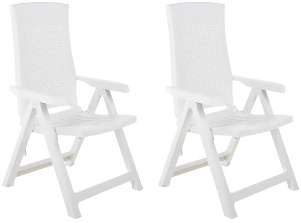 vidaXL Verstellbare Gartenstühle 2 Stk. Kunststoff Weiß 48760