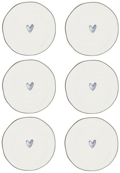 Bastion Collections Kuchenteller Iris Blue, Spülmaschinengeeignet, Weiß, Watercolour Heart, H: 1.5cm